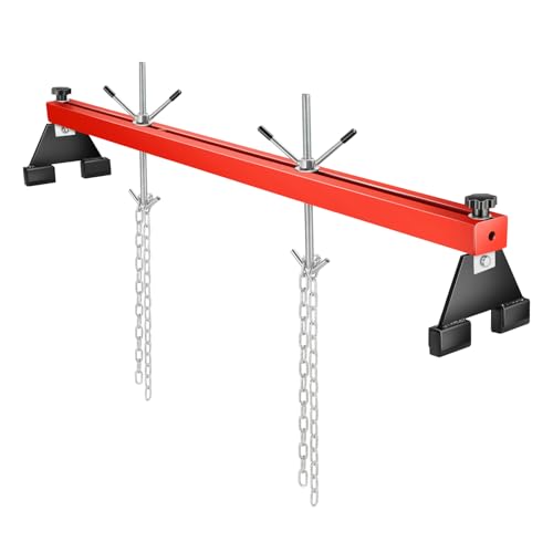 DNA Motoring 660lbs Adjustable Engine Support Bar Motor Transverse Bar with 2 Points Lift Holder and Hoist Dual Hooks, 60 Inch Motor Engine Hoist Leveler for Garages, Auto Repair Shop, TOOLS-00810