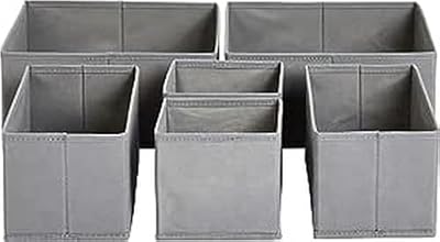 Amazon Basics Cloth Drawer Storage Organizer Boxes for Socks, Underwear and Baby Items Gray (Pack of 60)