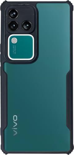 Image of AIBEX Crystal Clear Back Cover Case for Vivo V30 5G / Vivo V30 Pro 5G | 360 Degree Protection | Shock Proof Design | Transparent Back Cover Case (PC & TPU, Black Bumper)