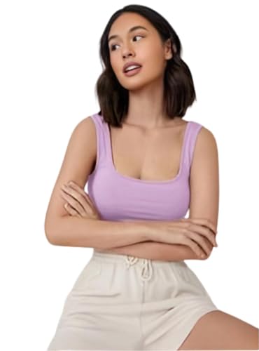 Image of Ben Martin Women's Cotton Stretchable Square Neck Sleeveless Tank Top
