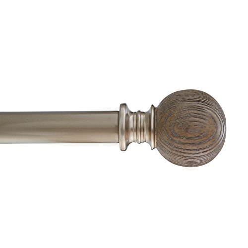 Home Décor Int'l Wood Ball Drapery Rod Set, 72-144", Gray Oak