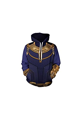 Piccodos Sudadera con capucha unisex Anime con impresión 3D Thanos Cosplay disfraz con bolsillos versión 01 Lila XXL (pecho 116 cm) Cover