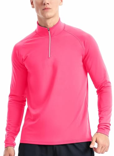 Zengjo 1/4 Zip Pullover Mens Running Shirt Long Sleeve