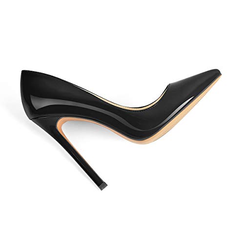 Image of Richealnana Women's Sexy Party High Heels Pointed Toe Slip On Stiletto Pumps Patent Leather Black Size11