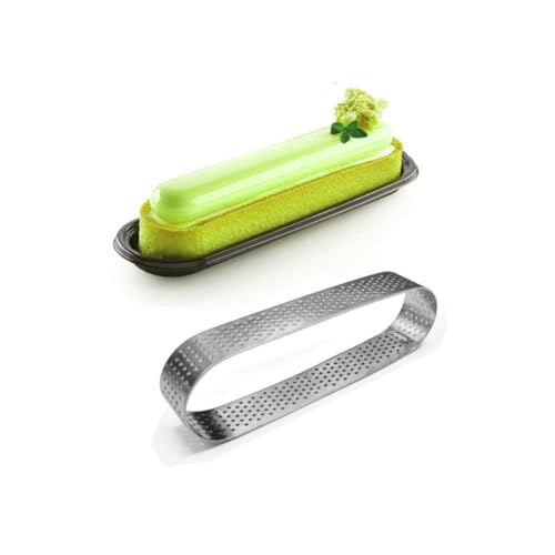 Cabilock 4Pcs Stainless Steel Cake Molds with Venting Round Square Oval Rectangle Mousse Rings for Baking and Pastry Making for DIY Desserts