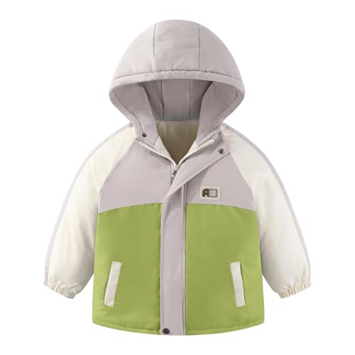 JiAmy Winddicht Kindermantel, Kinder Jacke mit Gefüttert Herbst und Winter Übergangsjacke Softshelljacke mit Taschen Jungen Mädchen mit Kapuze Wintermantel für 9-10 Jahre