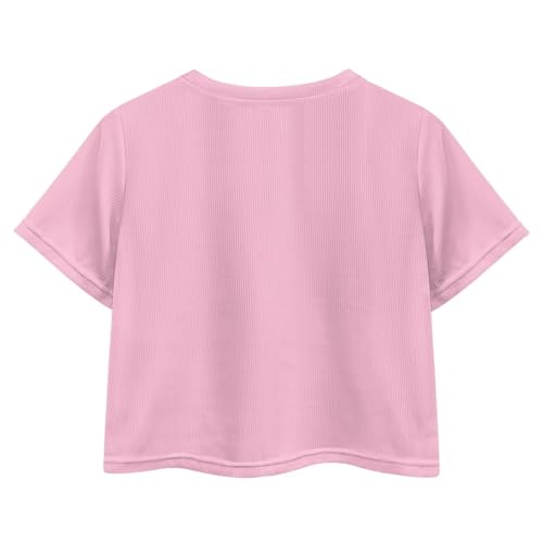 Image of Girls Fashion Crewneck Tee Shirts Casual Short Sleeve Crop Top Summer Outfits 5-14 Years Old
