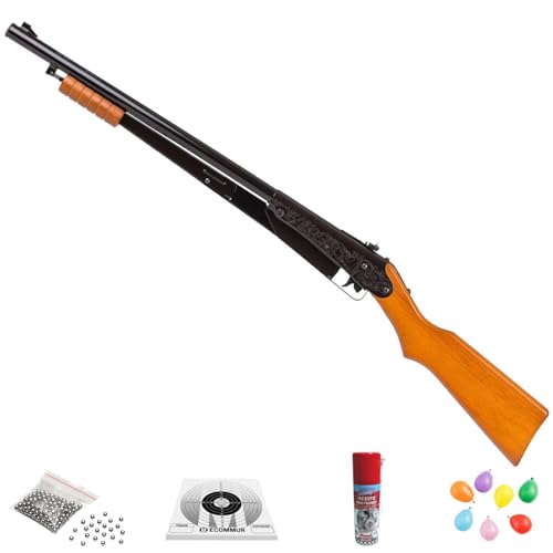 Mega Pack: Carabina Daisy 25 Pump Gun Muelle | Incluye: Escopeta de Aire comprimido + Aceite lubrex + 20 dianas + Bolsa Globos + 500 balines bb's Acero