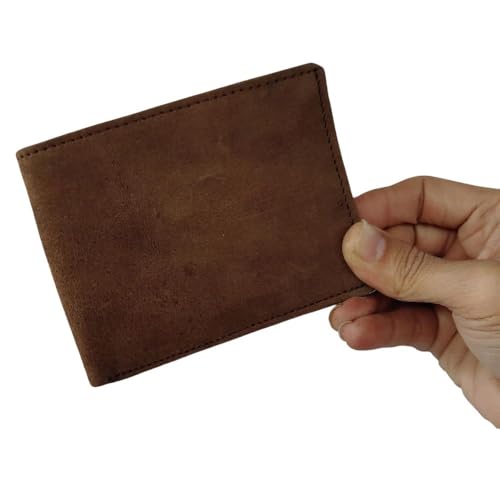 Genuine Leather Wallet,Men's Minimalist Bifold Wallet Card Slots Genuine Leather Vintage Brown Slim Wallets (Light Brown)2
