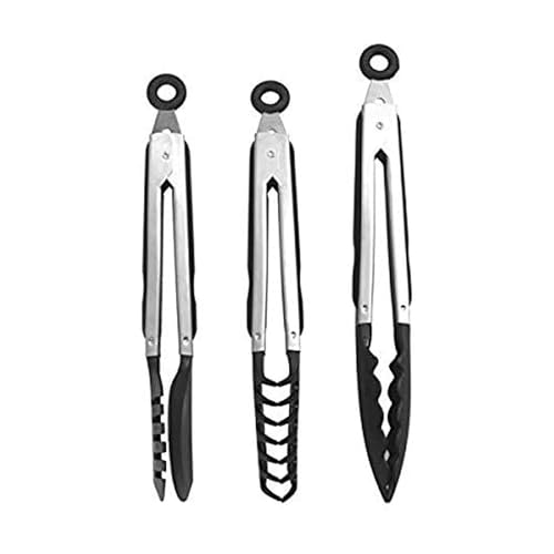 Image of Farberware Classic Nylon Tipped Tongs, Set Of 3, Black