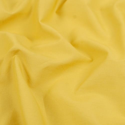 Image of Soimoi Yellow Solid 60 * 60's Cotton Cambric Fabric by 2 Yards, 56 Inch Wide Light Weight Material Suitable for Kurtis, Blouses, Kids Clothing, Tunics, Dresses and Summer Apparel
