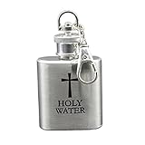 RONRONS 4 Pieces Metal Holy Water Bottles with Keychain, 100ml Empty Refillable Catholic Christian...