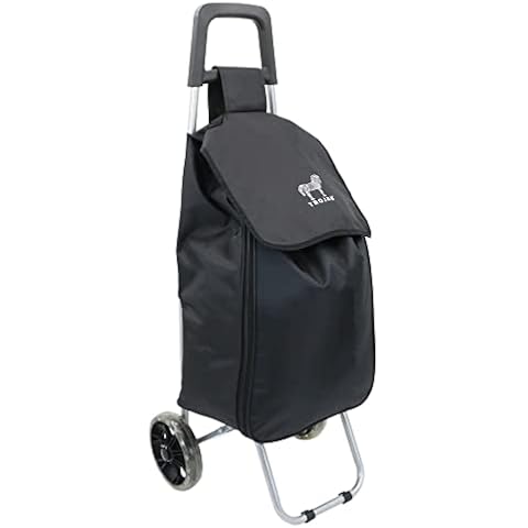 TROJAN Shopping Trolley - Folding, Expander Shopping Trolleys with Detachable Bag - Shopping Trolley 2 Wheels, Lightweight & Foldable - Waterproof Trolley Bag, Expandable Up To 68 Litres (Black) Cover