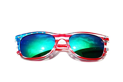 Image of Classic American Patriot Flag Mirror Sunglasses USA - Transparent Frame