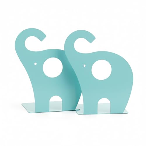 Image of oddpod Elephant Metal Bookends for Office Decor /Book Shelf /Living Room /Home Decor 1352 8.5 inch - Blue