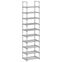 SONGMICS Shoe Rack, Metal Shoe Rack, Stackable Space-Saving Shoe Rack, Multifunctional for Entryway