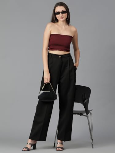 Image of KOTTY Women's High Rise Cotton Blend Relaxed Fit CargoTrousers