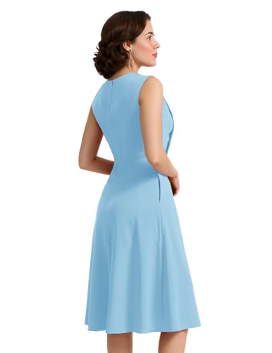 Image of Bbonlinedress Womens Vintage Summer Cocktail Dress Sleeveless Tea Party Retro Formal Wedding Guest A-line Midi Sundress