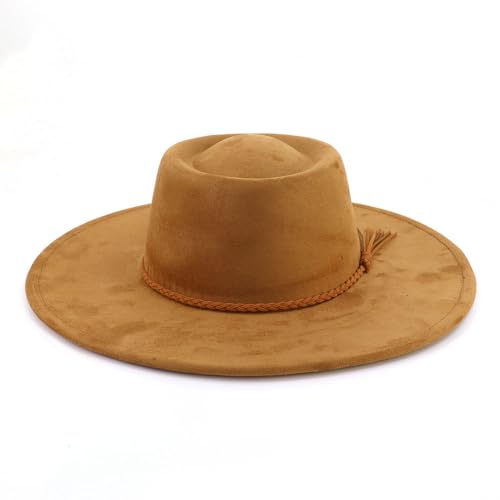 Image of LIDHAY Wide Brim Fedora Hat for Men Women Big Rancher Felt Hat Pork Pie Jazz Hat