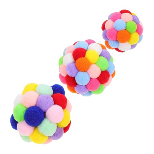 Toddmomy 3pcs Interactive Cat Ball Pet Supplies for Play and Relief Elastic Teaser Balls for Cats to Reduce Loneliness