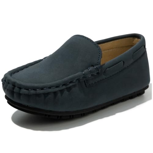 Boys Loafers, Soft Slip-On Moccasin Oxford Shoes for Toddler/Little Kids, Casual Boat Shoes for School Uniforms and Everyday Wear