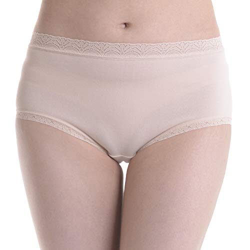 スパンショーツ 日本製 インナー ショーツ フルバック パンティ パンティー レース パンツ 下着 ホワイト 白 ベージュ 女性 M L LL XL 大きめ (モカ, M)