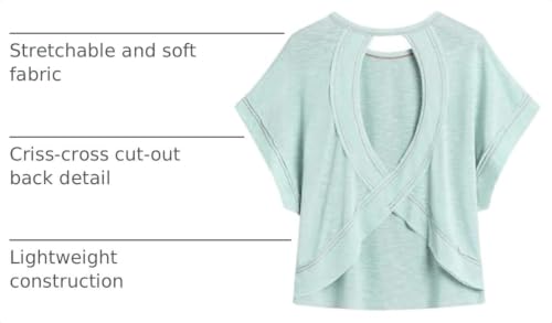 Image of SOLY HUX Women Open Back Tops Workout Backless Tee Casual Athletic Shirts Short Sleeve Oversized Gym T Shirt