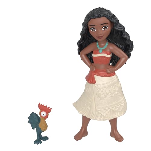 Image of Disney Princess Toys, Moana Small Doll with Heihei Figure, Customizable Waveboard Accessory & Stickers, Inspired by Disney Moana Movie