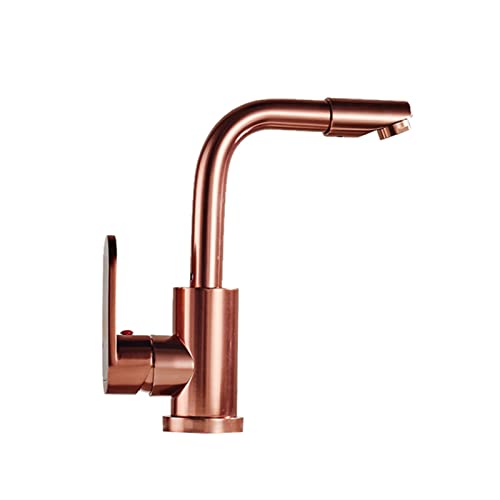 Robinet de cuisine Mitigeur Rotation à 360 ° Robinet d'évier de cuisine Robinets de cuisine à eau chaude et froide montés sur le pont Robinets d'évier commerciaux en aluminium Finition or ro