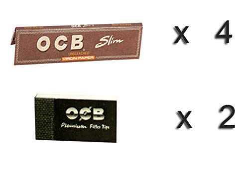 SCORIA Brown King Size OCB Rolling Paper Pack Of 4 Booklets + 2 Roach Pad (128 Leaves) Assorted Hookah Flavor