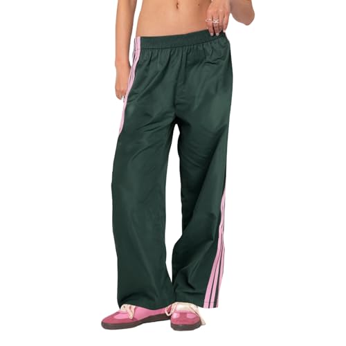 Mxiqqpltky Y2k Side Striped Sweatpants Women Casual Elastic Waist Wide Leg Track Pants Trendy Loose Fit Jogger Lounge Pants