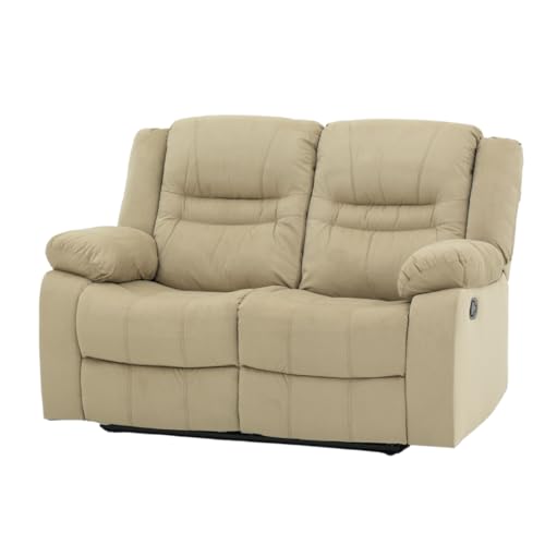 Image of Royaloak Melaka Malaysian Fabric Recliner 2 Seater | Tufted Design with High-Density Foam & Plush Armrests | Smooth Manual Reclining Chair with Sturdy Metal Base & Pocket Springs Support