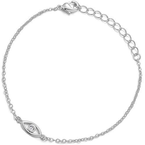 BLOSSOM & HUE Tiny Evil Eye Bracelet In Sterling Silver 18K Gold Filled