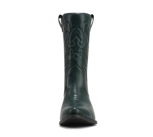 Image of Soda RENO ~ Women Western Cowboy Stitched Pointe Toe Low Heel Ankle Mid Shaft Fashion Boots