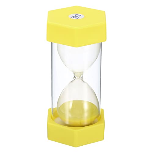 PATIKIL 15 Minute Sand Timer, Hexagon Small Sandy Clock with Plastic Cover, Count Down Sand Glass for Games Kitchen
