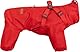 BT Bear Hundegeschirr, Regenmantel, verstellbar, 4 Beine, Hundejacke mit Geschirr, reflektierender Overall, wasserdichter Mantel für kleine und mittelgroße Hunde, Rot, Größe XXL