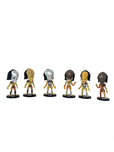 Dom-Dom Predator Action Figures Set and Cake Toppers - 6 Pcs Predator Toys Comes with Keychain - Best Predator Figures