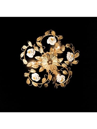 Plafonnier feuille or fer forgé 3 lumières classique PL 122/30