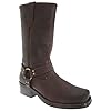 Mens 11 inch Leather Pull On Western Harness Cowboy Biker Boots Available in Sizes 7,8,9,10,11,12 (Mens UK 9 / EU 43, Dk.Brown) #2