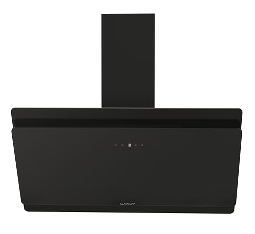 Candy CDG9CBP8B, Campana Decorativa 90 CM, 4 Niveles de Potencia, 611 M3/H, Control táctil, Filtros de Aluminio Antigrasas y Filtros de Carbono Incluidos, Iluminación LED, 62DB, Negro