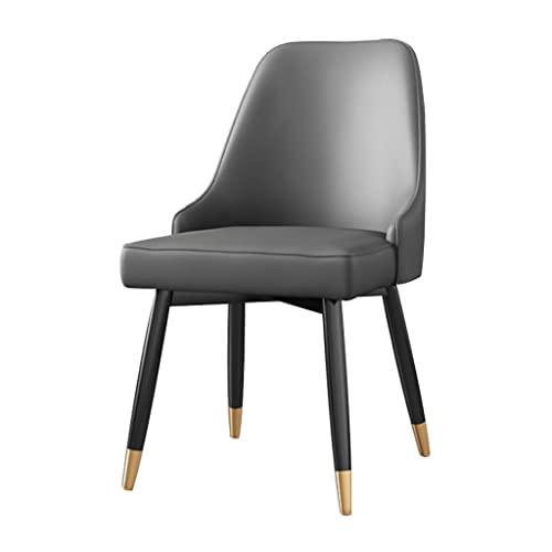 SJIALEN 1 Pcs Kitchen Dining Room Chairs, Water Proof PU Leather Accent Chairs with Metal Legs Apartment Living Room Side Chair Kitchen Chair (Color : Grey)