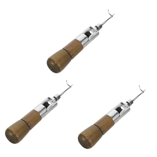 Operitacx 3 Juegos Maquina Coser a Mano Para Cuero Las Herramientas Kit Lezna Kit Costura Cuero Bricolaje Punzón Cuero Metal Trabaja Equipo Elaboración Importante