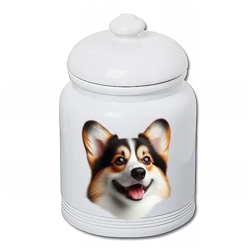 Best of Breed Corgi Pembroke Welsh Open Tri Dog and Cat Ceramic Treat Jar 9" Tall Air Tight Seal All White