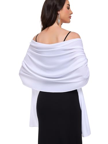 Yetoun Women Shawl Wraps for Evening Dresses Wedding Shawls Chiffon Scarf Wrap Scarves (White 79inch19inch)