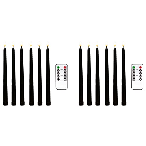 Bougies coniques noires LED télécommandées à intensité variable