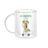 Fabulous Mug Verre Double Paroi - Le Brésil M'Appelle Carnaval Rio Plage Culture - Tasse a Cafe et The Isotherme 330ml Effet Suspendu Anti-Brulure Imprime en France
