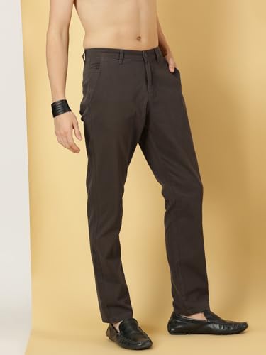 Image of Thomas Scott Men's | Solid | Light Weight | Breathable Fabric | 4 Pockets | Mid Rise | Slim Fit | 100% Cotton | Button Waist | Chino Trouser | Pants