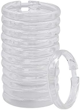 Shower Curtain Hooks Clear, 12pcs Plastic Shower Curtain Rings, Round O Rings Hook Hanger for Bathroom Shower Curtain Liner Window Rod