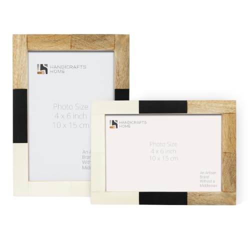 Image of Handicrafts Home 4x6 Picture Frames Pack of 2 - Mondrian Collection Handcrafted Photo Frames, Perfect for Wall & Tabletop Display, Ideal Home Decor Gift