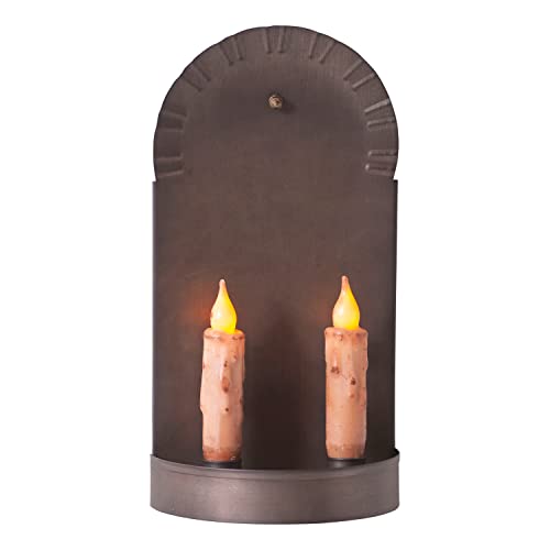 Irvin's Tinware, 213KB, 2-Light Colonial Candle Tin Sconce, Rustic Country Home Decor